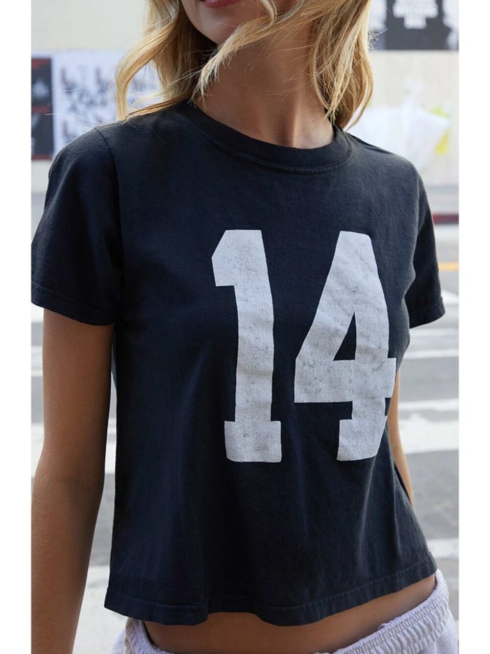Brandy Melville John Galt Navy Blue and White14 T-Shirt - One Size